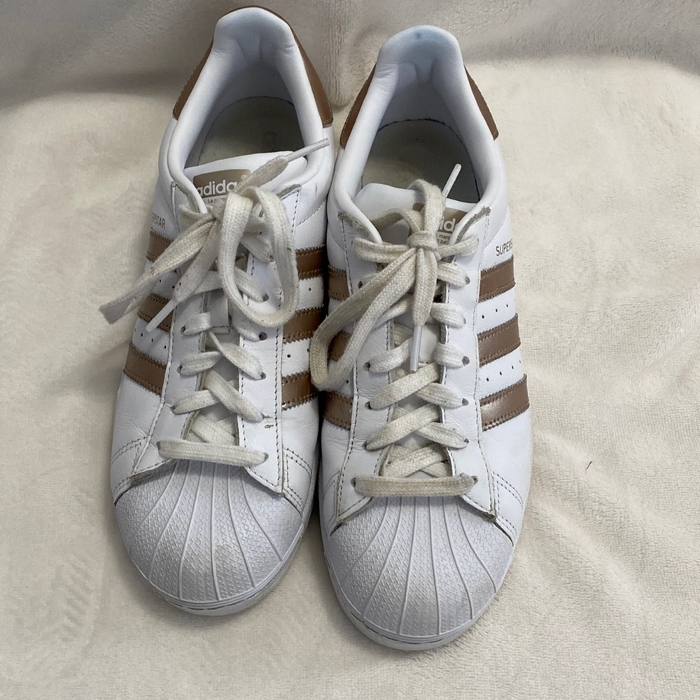 Adidas Gold Metallic Stripe Superstars